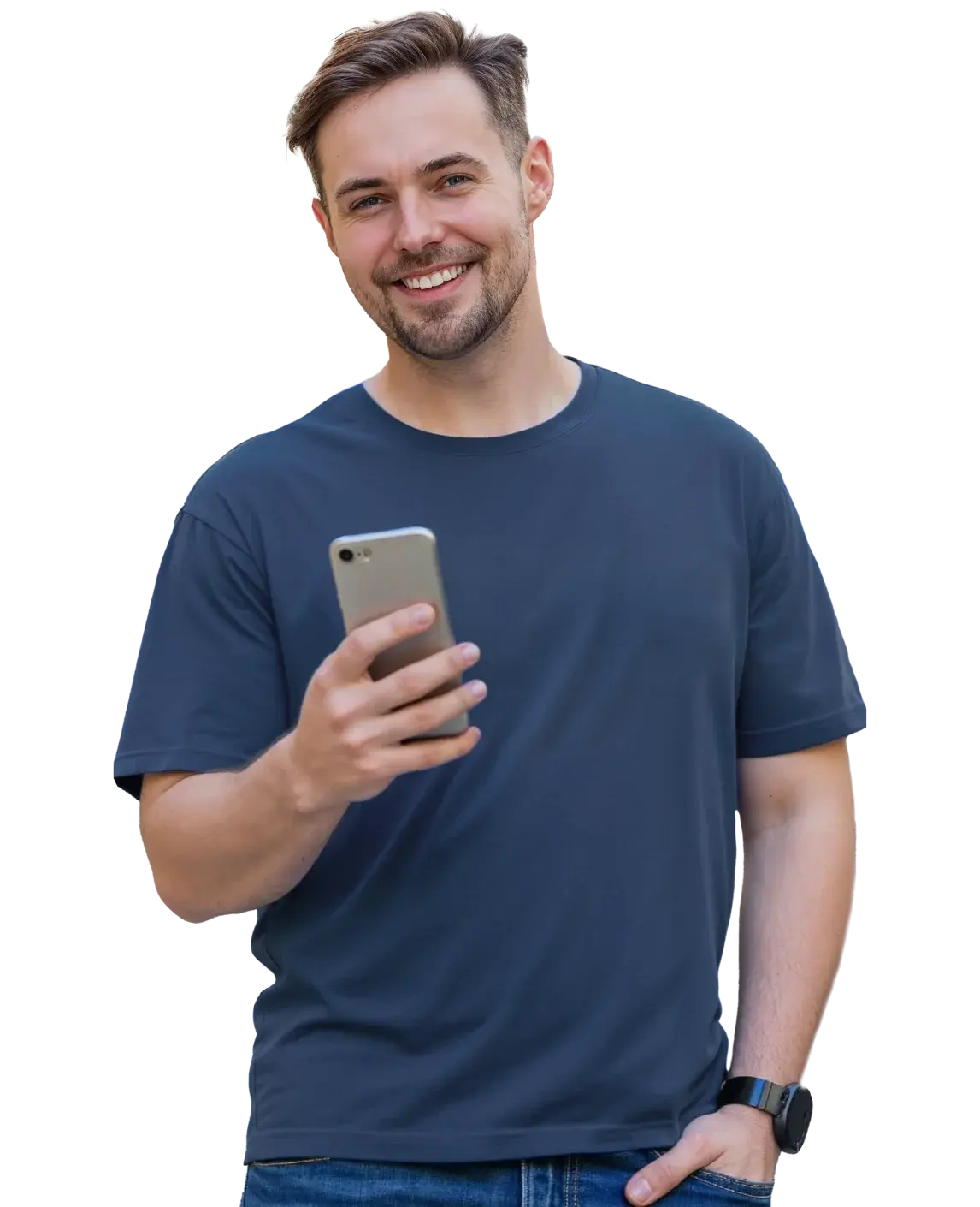 A young man using his mobile to sign up with KapZuneX - a global online trading broker